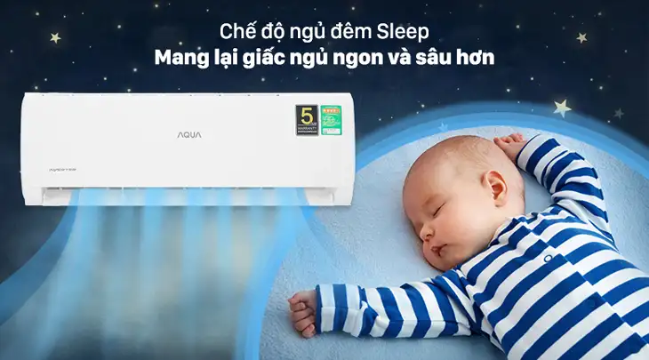Chế độ Sleep của máy lạnh Aqua mang lại cho người dùng có giấc ngủ sâu hơn