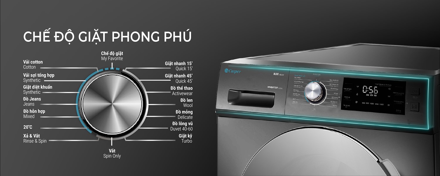 Máy giặt cửa trước Casper Inverter WF-85I140BGB 8.5kg