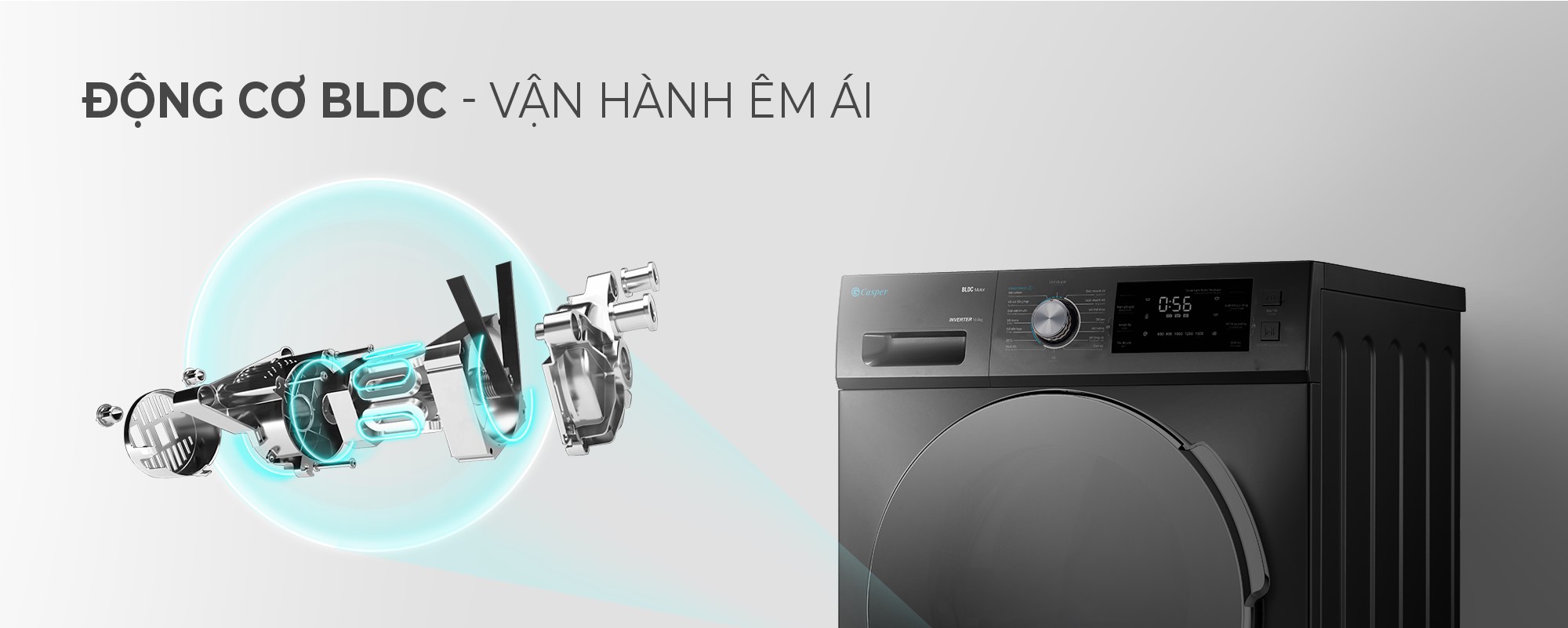 Máy giặt cửa trước Casper Inverter WF-85I140BGB 8.5kg